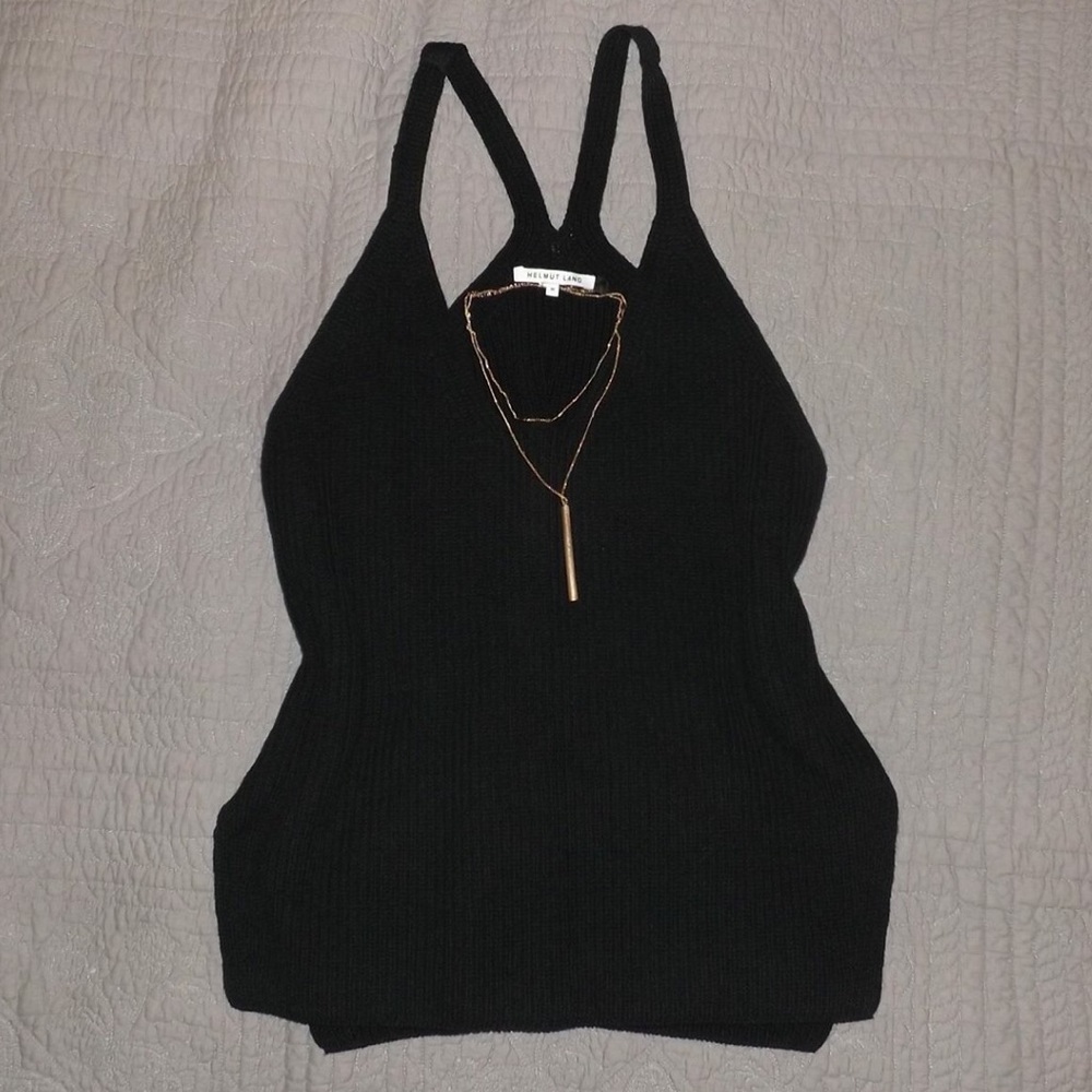Helmut Lang Black Knit Racerback Sweater Tank